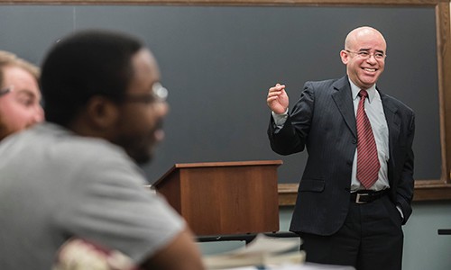 A professor in a classroom