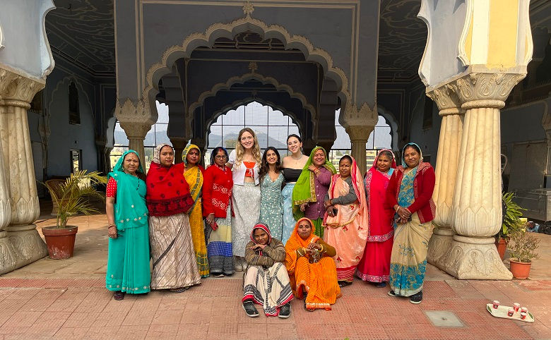 Students with documentary participants in Jaipur, India