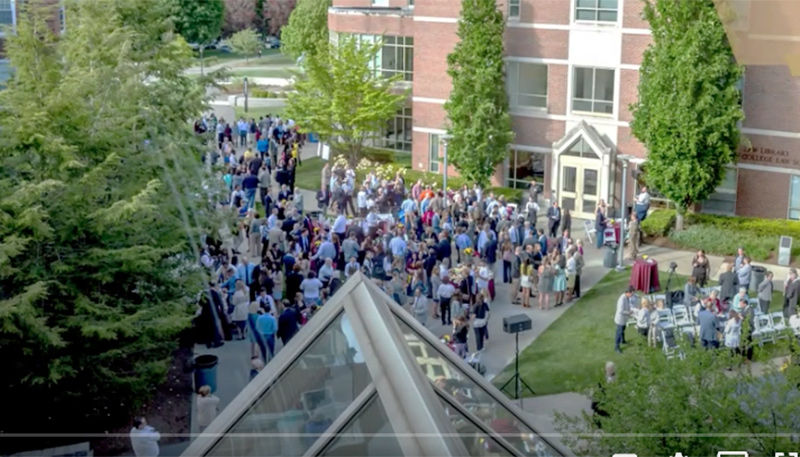 Event on campus from above