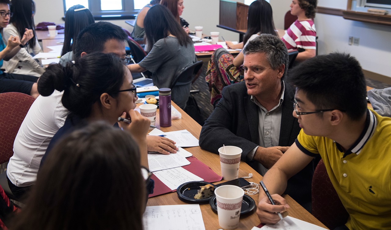 Professor Brian Quinn with students