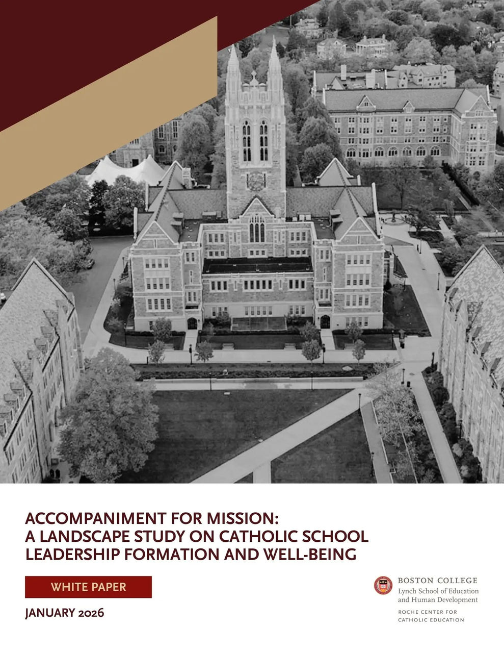 Cover image of:  Accompaniment for Mission:  A Landscape Study on Catholic School Leadership Formation and Well-being (White Paper)