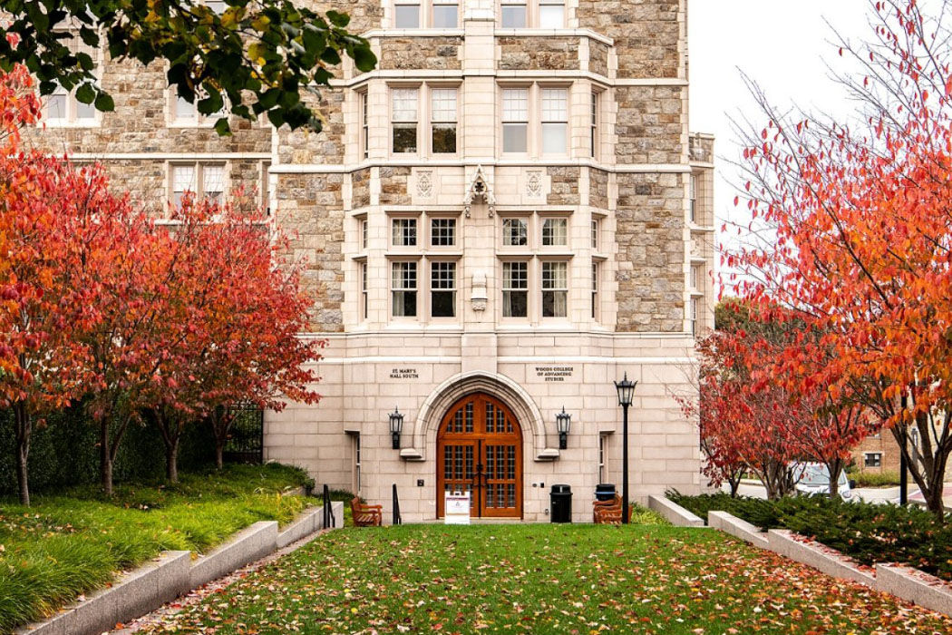 Woods main entrance in the fall