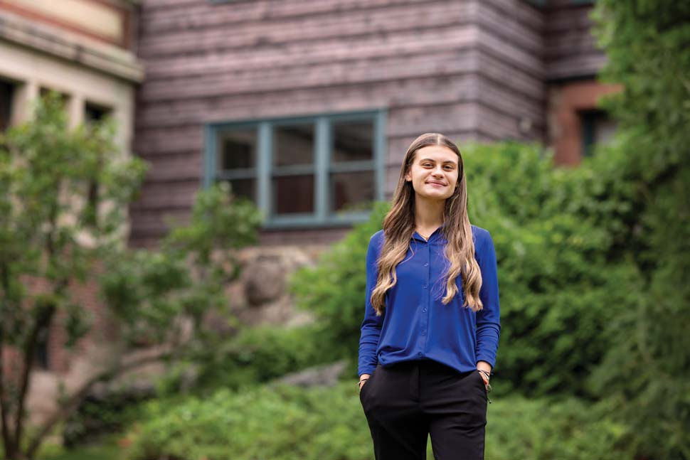 Photo of Ashlynn Edwards outside on the Brookline Campus