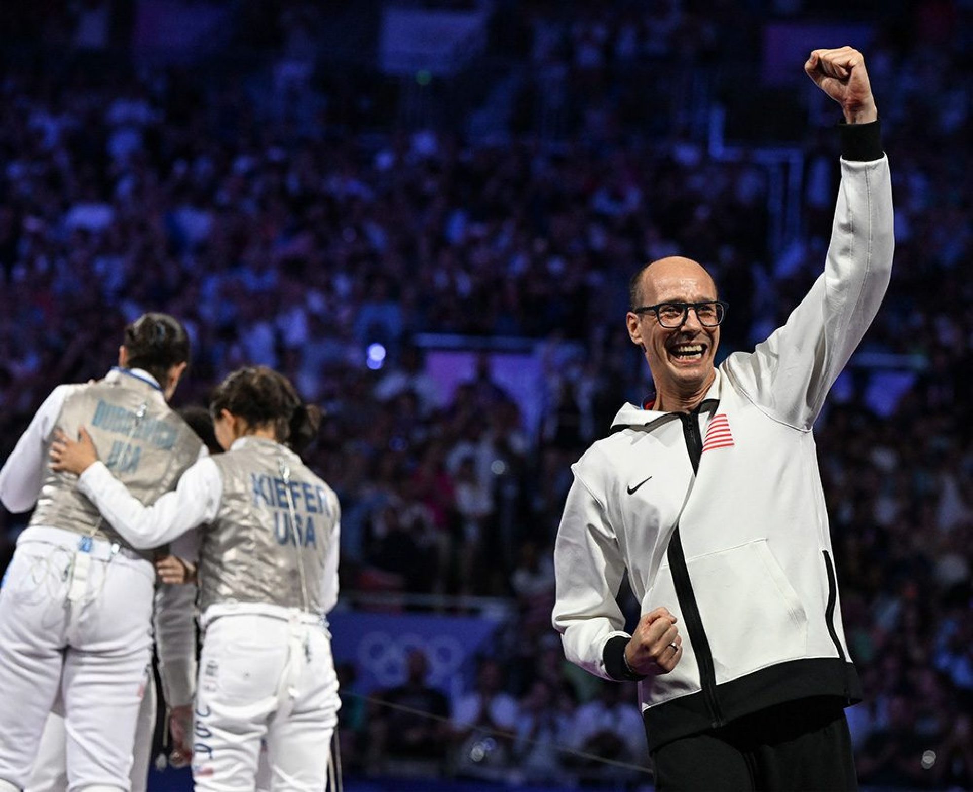 Ralf Bissdorf raises a first in victory at the Olympics.