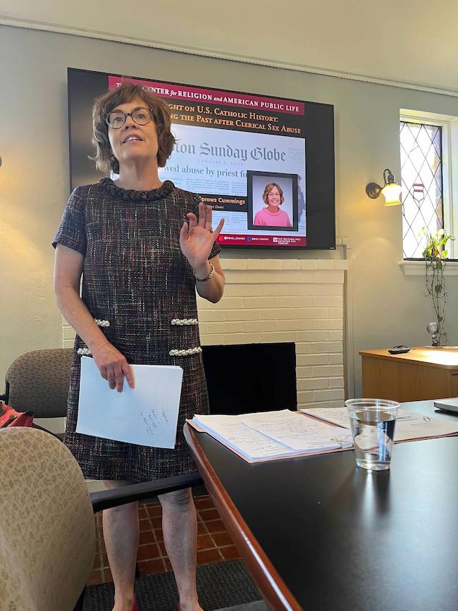 Kathleen Cummings delivering her lecture