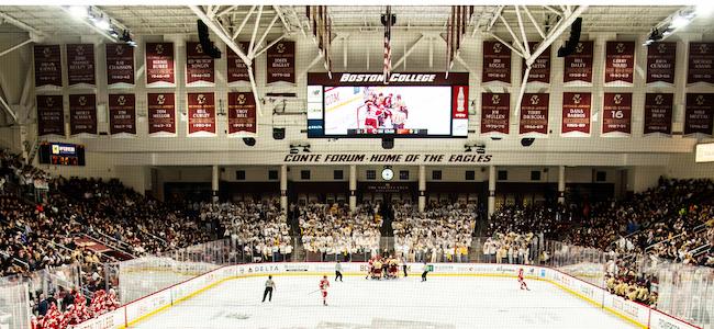 cropped shot of Conte Forum during a BC hockey game