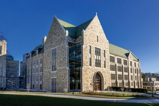 An exterior view of the building, designed by the architectural firm Payette and constructed by Suffolk.