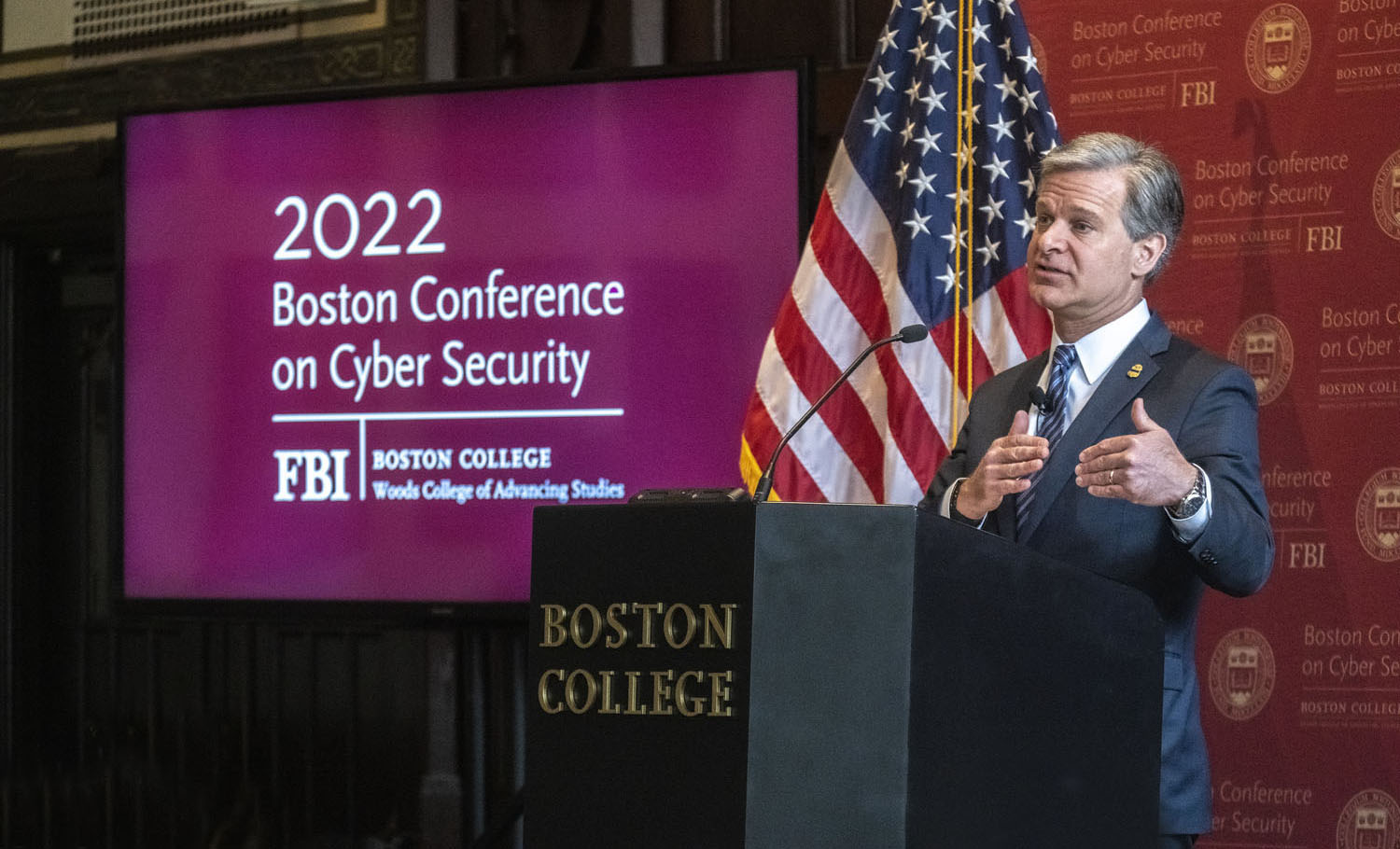 Coverage of the Boston Conference on Cyber Security with a keynote address by Christopher A. Wray, director of the FBI. And with a fireside chat with Kevin Powers (moderator) and Brandon Wales, executive director of the U.S. Cybersecurity Infrastructure Security Agency (CISA).