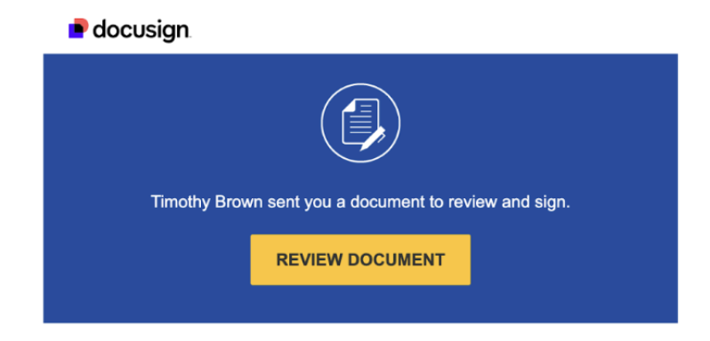Screenshot of Docusign Scam email