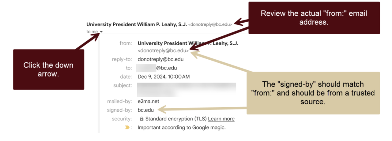 screenshot of how to verify the sender address