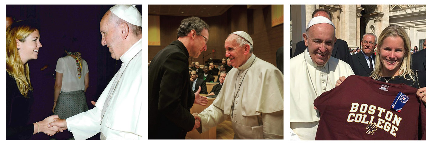 Pope Francis with alumnae and Dean Stegman