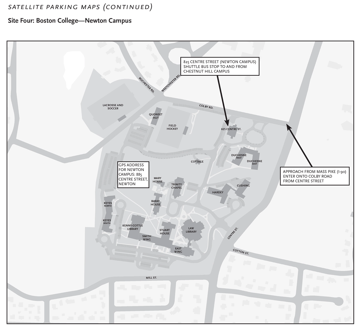 Newton satellite parking map for Commencement 2025