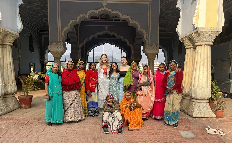 Students with documentary participants in Jaipur, India