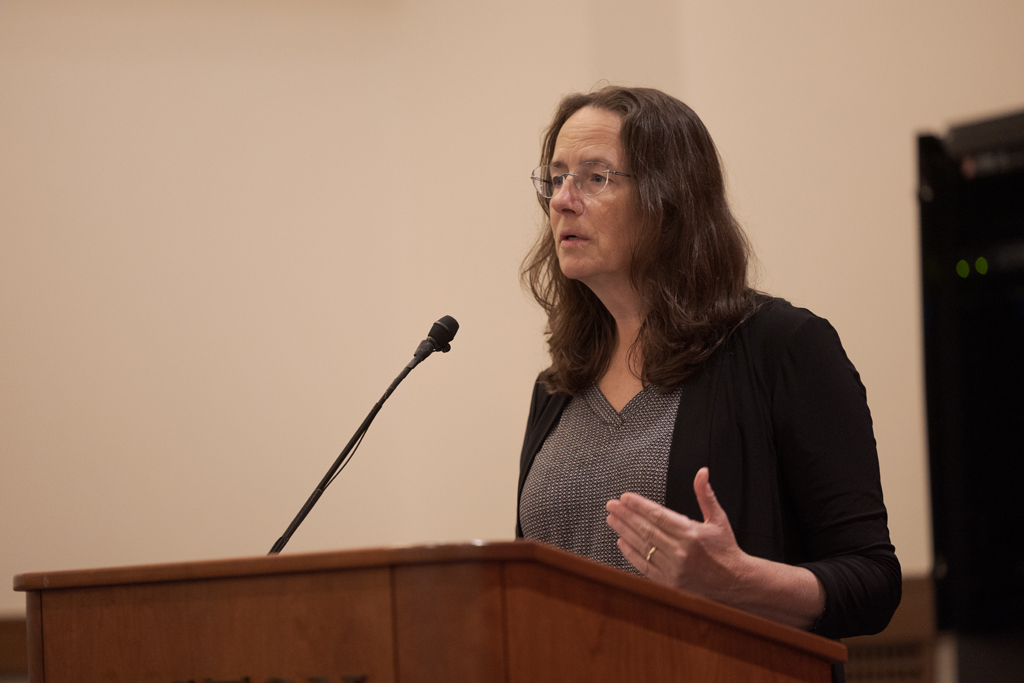 Heather Cox Richardson speaking at the Clough Colloquium