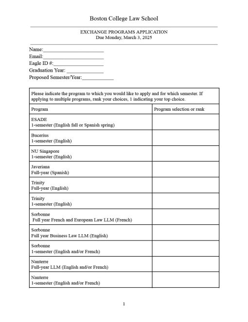 Study Abroad Application 2025/2026 Academic Year 