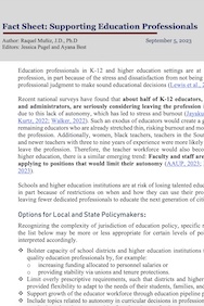 An image of the front cover of the Fact Sheet: Supporting Education Professionals  