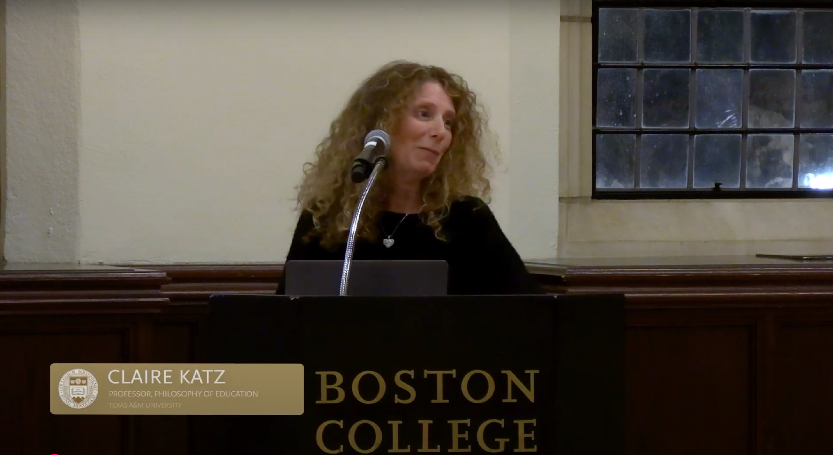 Claire Katz and lecture podium