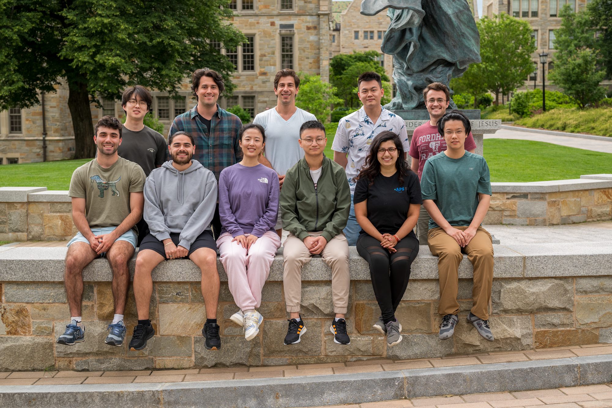 Zeljkovic Group June 2024. In back row (left to right), Jaden Park, Alexander LaFleur, Professor Ilija Zeljkovic, Siyu Cheng, Christopher Candelora. In front row (left to right), Jerry Landman, Wilber Alfaro Castro, Sylvia Chen, Hong Li, Shrinkhala Sharma, Muxian Xu