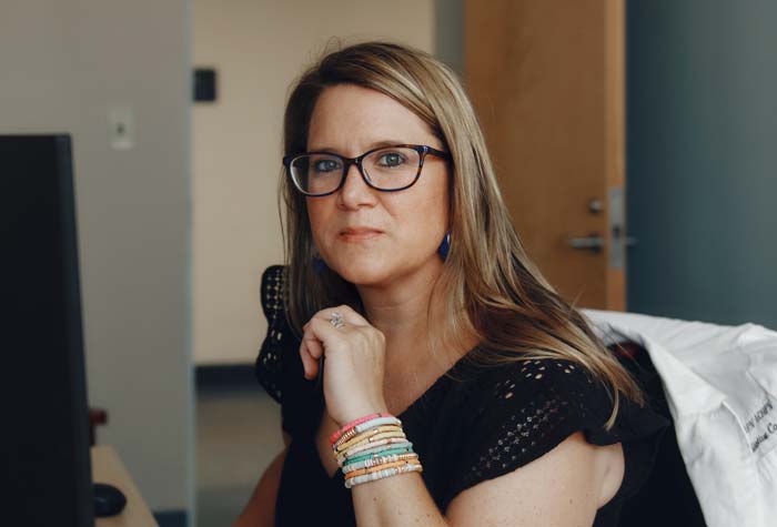 Photo of Katie Fitzgerald Jones in the West Roxbury Veterans Hospital