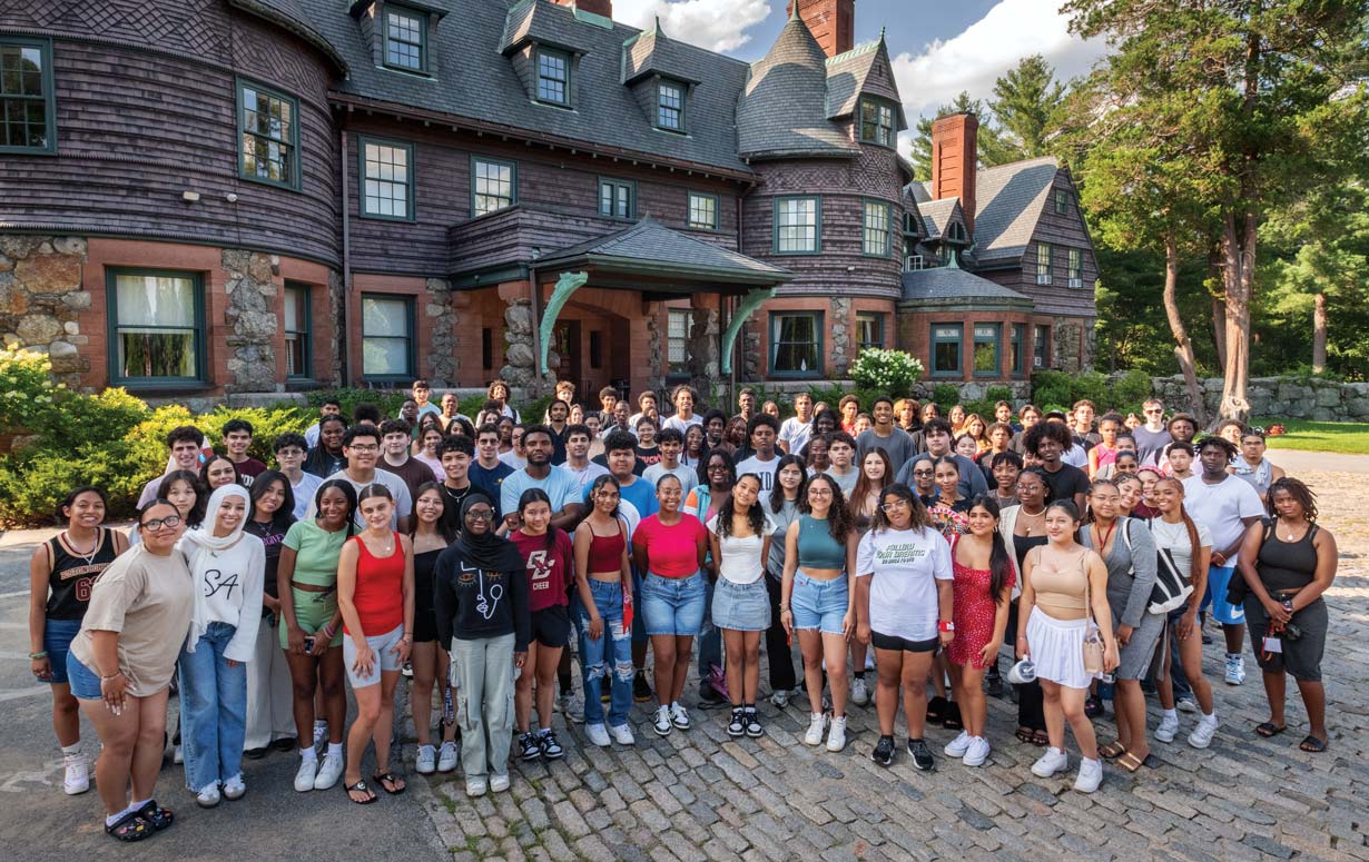 Photo of the first class of Messina College students in front of the administration building