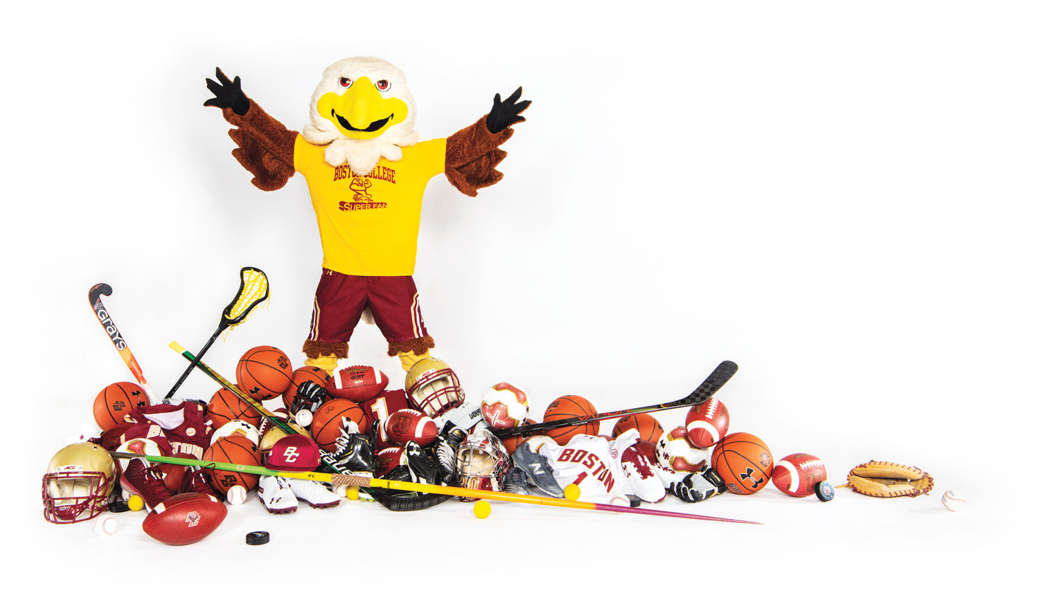 Baldwin surrounded by athletic equipment 