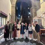 Sister Nathalie Becquart (center) and the CSTM delegation dined together