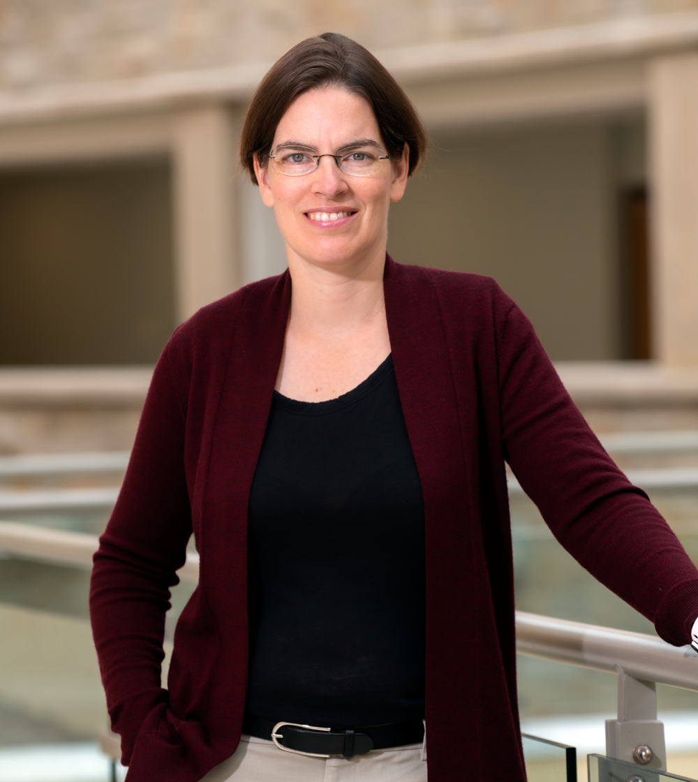Vicki Losick, newly appointed Assist. Prof. (Biology) photographed in Higgins Atrium for the Kalscheur SJ new faculty slide show and a future issue of Chronicle.