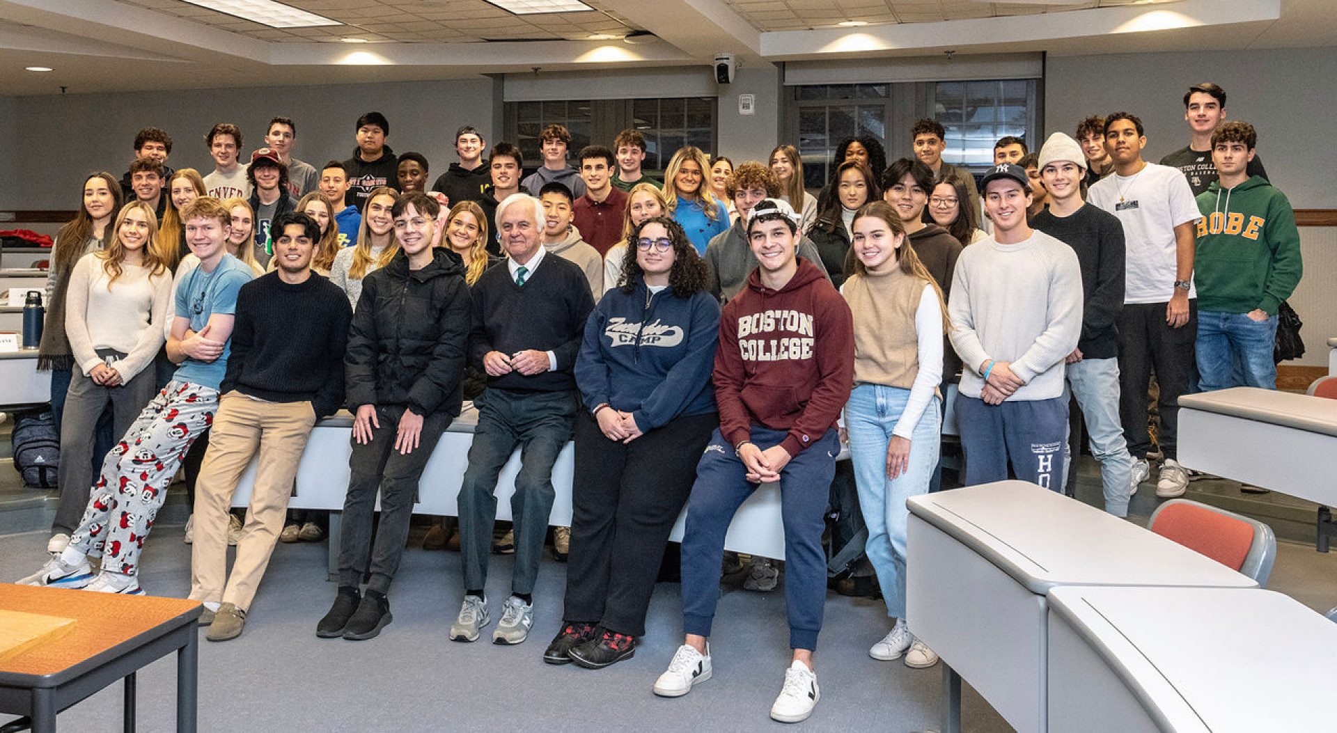 David Twomey and students in class